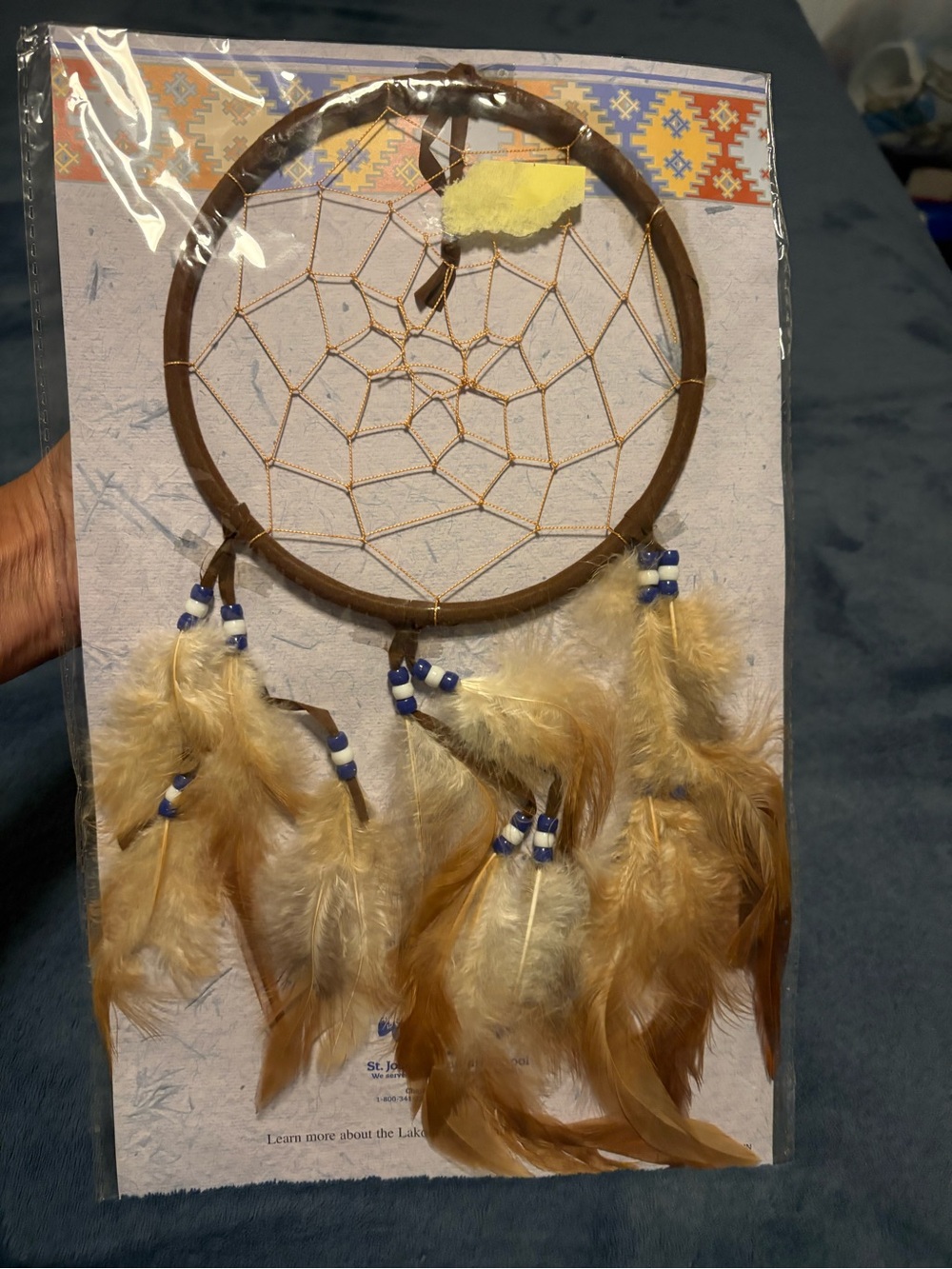 Handmade Brown and Tan Feather Dreamcatcher - Native Style Home Accent